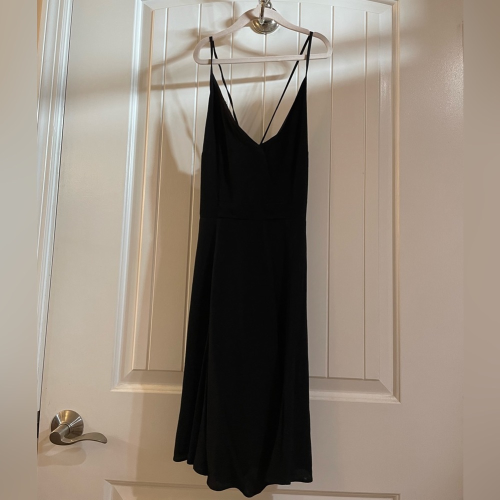 Forever 21 Black Cross Back Strap Dress Mid Size SMALL